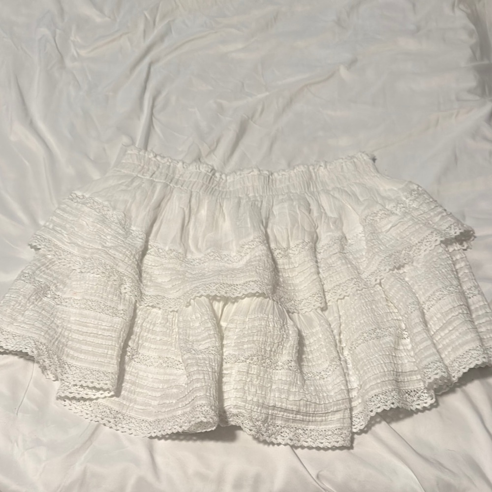 Aerie White Bubble Mini Skirt with Ruffled Tiers